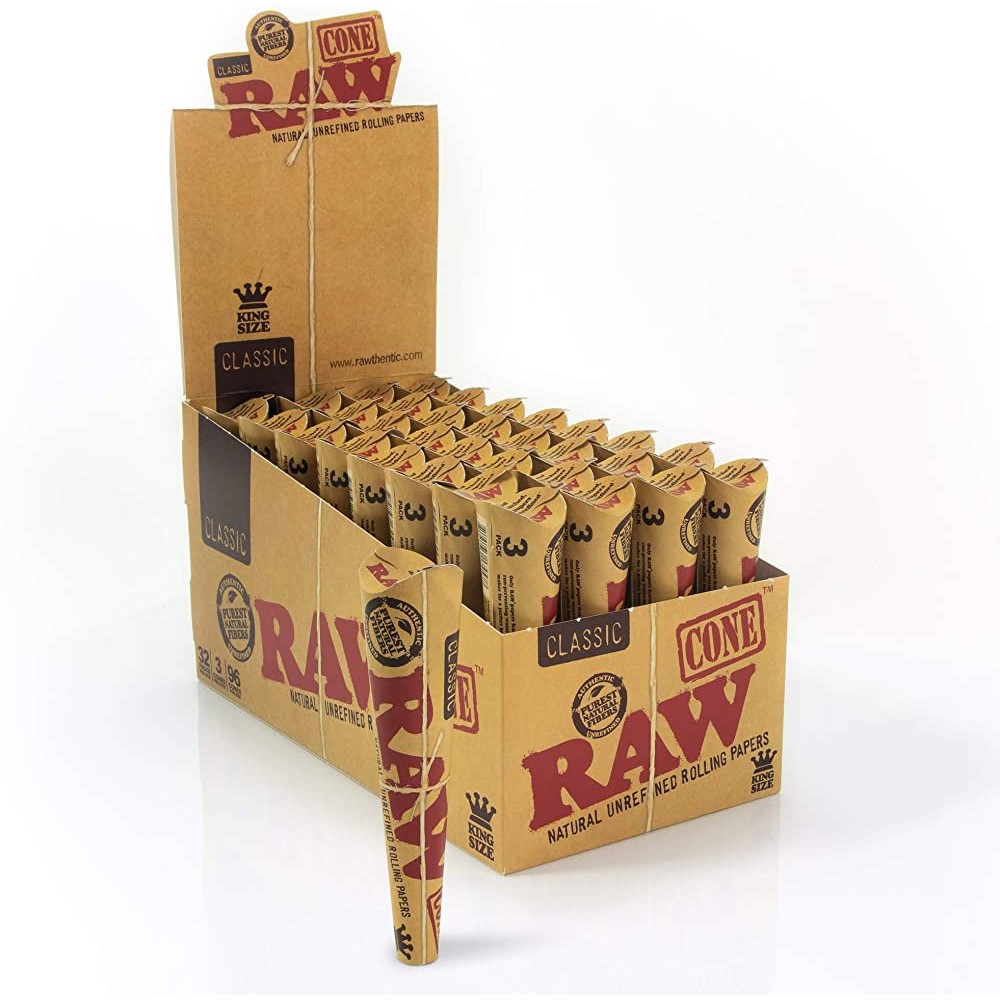 RAW Classic Pre Roll Cones Display Of 32