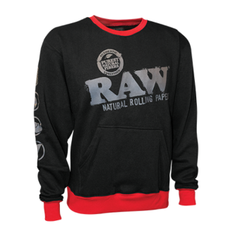 Raw - Rolling Papers x Raw Black Crewneck Sweatshirt with Kangaroo Pocket 