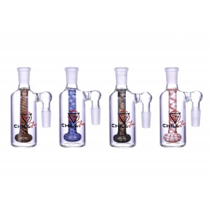 14mm Chill Glass 90 Angle Twisted Art Ring Perc Ash Catcher [JLG-01]