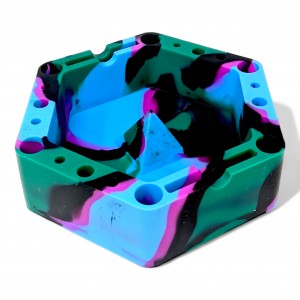 ColorBurst Hexagon Silicon Ashtray - 6Ct Display [ASH40]