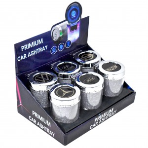 Colorful LED Car Premium Ashtrays Assorted Colors - 6ct Display