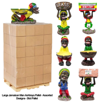 Large Jamaican Man Ashtrays Pallet - 7 Assorted Designs - 36ct Pallet [Free Shipping]