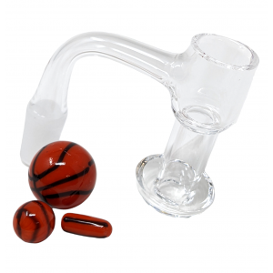 14mm Terp Slurper Quartz Banger with Basketball Carb Cap Set - [GSW392]