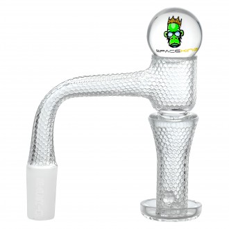 Space King - 14mm Male 90° Fully Fused Honeycomb Pattern Terp Slurper - Black/Green