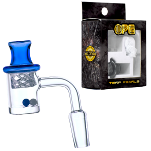 On Point Glass - 25mm Flat Bottom 4mm W/ Directional Carb Cap & 2 Marble 6mm Banger Set - 14mm 90°