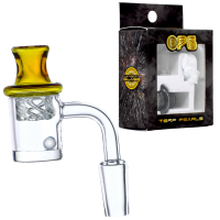 On Point Glass - 25mm Flat Bottom 4mm W/ Directional Carb Cap & 2 Marble 6mm Banger Set - 14mm 90°