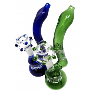 7" Twirl Ribbon Bubbler Hand Pipe with 3D Polka Dot Bowl - [CJ08]