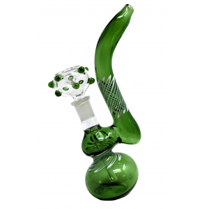 7" Twirl Ribbon Bubbler Hand Pipe with 3D Polka Dot Bowl - [CJ08]