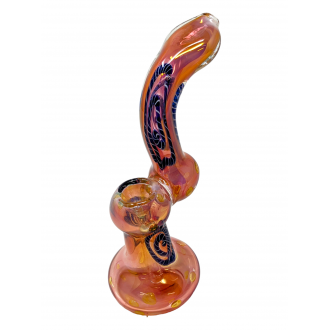 6" Gold Fumed Twisted Rod Art Bubbler [DJ450] 