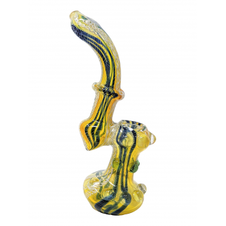 8" Silver Fumed Multi Marble Rope Art Bubbler Hand Pipe - [DJ594]