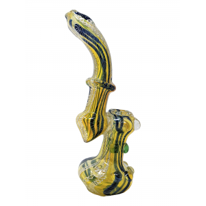 8" Silver Fumed Multi Marble Rope Art Bubbler Hand Pipe - [DJ594]