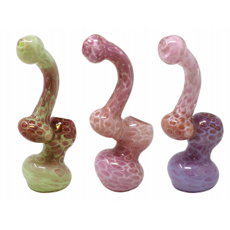 7" Double Tube Gold Fumed Dot Art Bubbler Hand Pipe [DJ595]