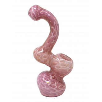 7" Double Tube Gold Fumed Dot Art Bubbler Hand Pipe [DJ595]