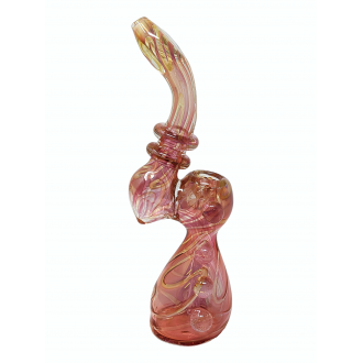 8" Heavy Gold Fumed Fumed Pot Bubbler - [DJ598]