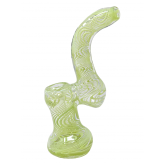 7" Swirl Ribbon Clear Body Bubbler Hand Pipe - [DJ615]