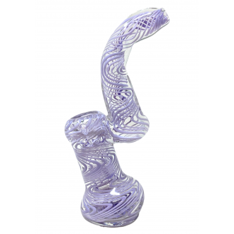 7" Swirl Ribbon Clear Body Bubbler Hand Pipe - [DJ615]