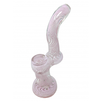 7" Swirl Ribbon Clear Body Bubbler Hand Pipe - [DJ615]