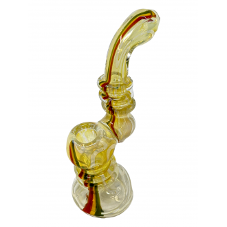 8'' Silver Fumed Rasta Art Bubbler Hand Pipe [DJ322] 