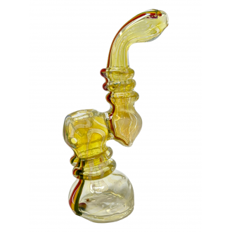 8'' Silver Fumed Rasta Art Bubbler Hand Pipe [DJ322] 