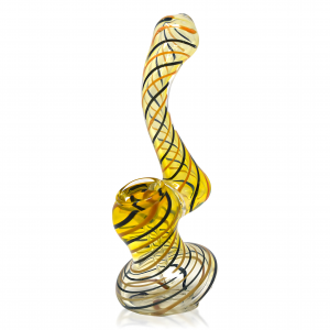 6" Gold Fumed Twisted Line Bubbler Hand Pipe