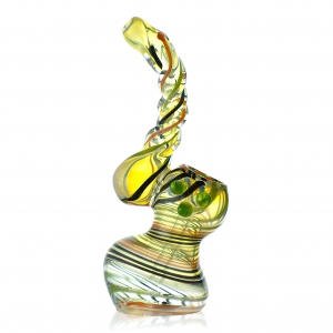 5.5" Gold Fumed Swirl Art Twisted Rod Bubbler 