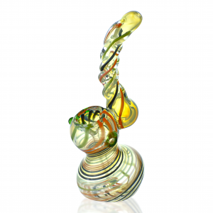 5.5" Gold Fumed Swirl Art Twisted Rod Bubbler 