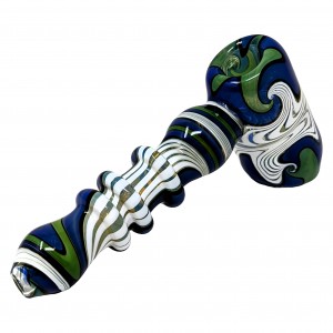 7.5" Wavy Wonder Trio-Rim Bubbler Hand Pipe - [RKD27]