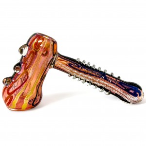 8" Gold Fumed Multi Marble R4 Art Dicro Hammer Bubbler Hand Pipe - [RKD89]