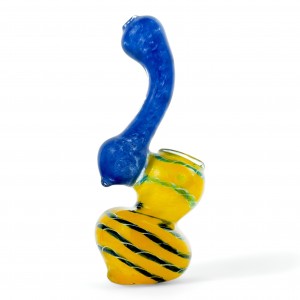 6" 2 Tone Frit Art Inside Out Bubbler Hand Pipe - [RKGB7]