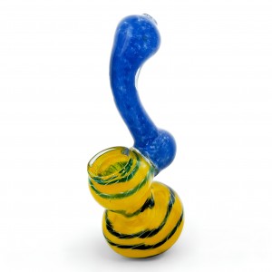 6" 2 Tone Frit Art Inside Out Bubbler Hand Pipe - [RKGB7]