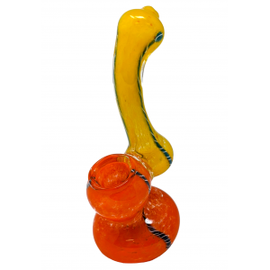 6" Two Tone Frit Single Ribbon Bubbler Hand Pipe - [RKGJ31]