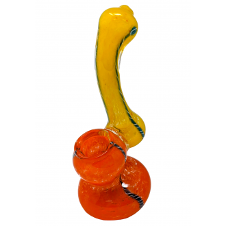 6" Two Tone Frit Single Ribbon Bubbler Hand Pipe - [RKGJ31]