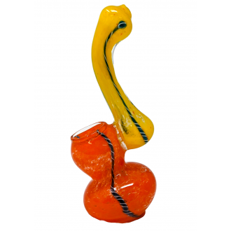 6" Two Tone Frit Single Ribbon Bubbler Hand Pipe - [RKGJ31]