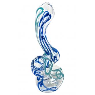 4" Assorted Mini Spiral Line Clear Body Bubbler Hand Pipe - [RKGS55]