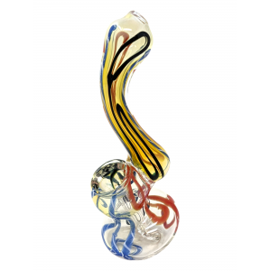 4.5" Gold Fumed Spiral Line Mini Bubbler Hand Pipe - [RKGS57]