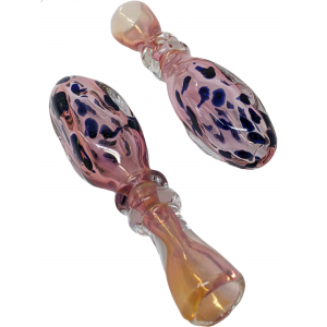 3" Gold Fumed Double Ring Polka Dot Chillum Hand Pipe - (Pack of 2) [RKP256]