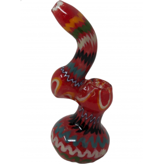 7" US-Made Rainbow Zig Zag Line Bubbler Hand Pipe - [RKP271]