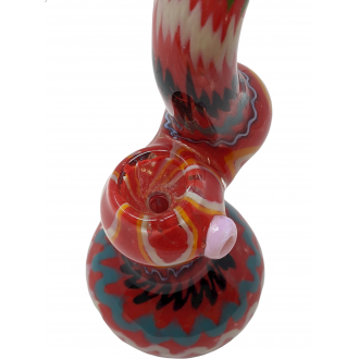 7" US-Made Rainbow Zig Zag Line Bubbler Hand Pipe - [RKP271]