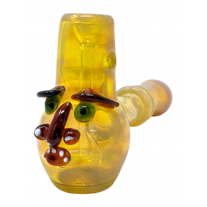 7" Silver Fumed Worried Face Hammer Bubbler Hand Pipe - [SJN21]