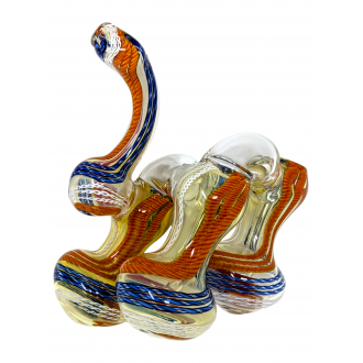 6" Silver Fumed Twisted Rope Triple Chamber Bubbler Hand Pipe - [STJ110]