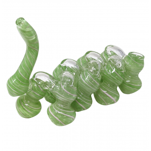 7" Gold Fumed Twist Line Flat Mouth 8-Chamber Bubbler Hand Pipe - [STJ115]