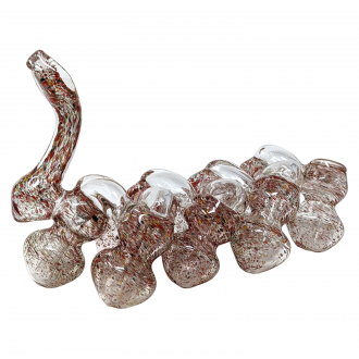 6" Light Frit Flat Mouth 8-Chamber Bubbler Hand Pipe - [STJ116]