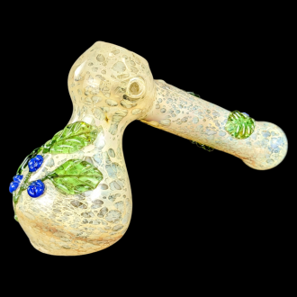 7" Gold Fumed Botanical Bliss Art Bubbler Hand Pipe - [STJ134]