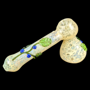 7" Gold Fumed Botanical Bliss Art Bubbler Hand Pipe - [STJ134]