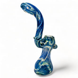 8" Gold Fumed Vibrant Stipes Solo-Rim Art Bubbler - [STJ135]