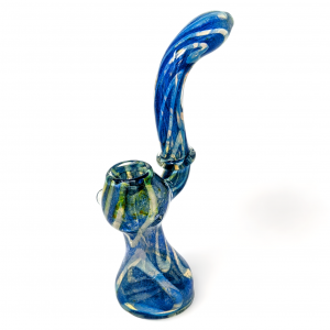 8" Gold Fumed Vibrant Stipes Solo-Rim Art Bubbler - [STJ135]