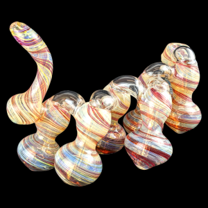 7" Swirlific Design Gold Fumed 7-Chamber Bubbler - [STJ141]