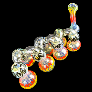 6" Gold Fumed Intricate Rasta Art 7-Chamber Bubbler - [STJ142]