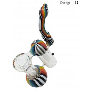 7" USA Color Double Chamber Swirl Line Stem Bubbler Hand Pipe - [VLHAN04]