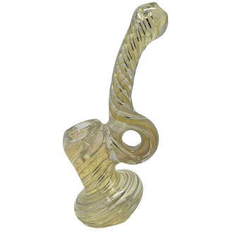 6" Silver Fumed Candy Cane Donut Bubbler Hand Pipe - [XMB-35]